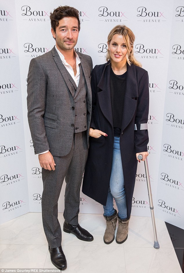 Steady on! Caggie was walking on a crutch as she made an entrance alongside her boyfriend Scott Sullivan