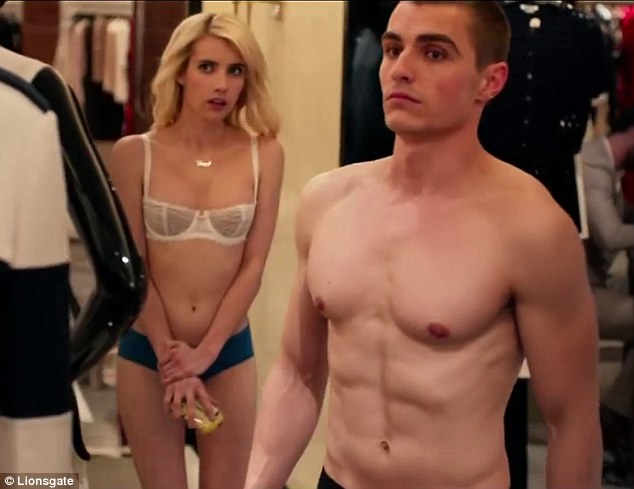 No clothes needed?  Roberts and Dave Franco showed off their fit bodies as in a teaser clip from their new movie Nerve