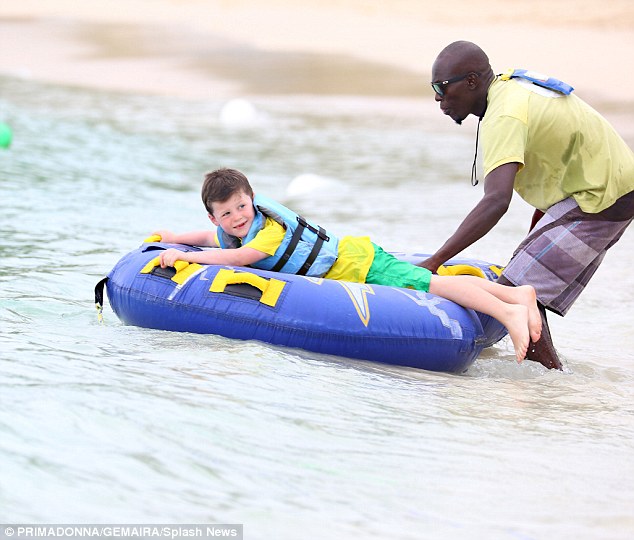 Woah! Kai was helped out on the waters as he struggled to hold on to the inflatable 