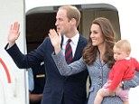 The Duke and Duchess of Cambridge and Prince George boarding a flight at RAAF Base Fairbairn in Canberra on Friday