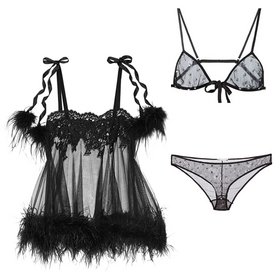 Agent Provocateur Karlotta feather-trimmed leavers lace and tulle chemise