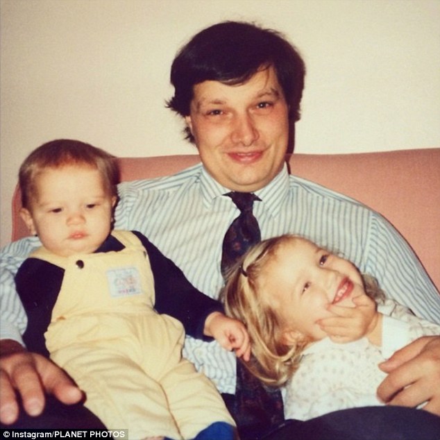 An early photo of Roise with her father and brother Toby