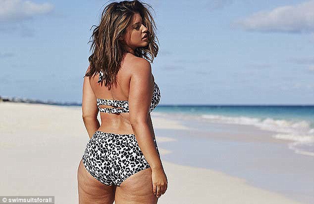 Beach babe: Denise, who starred in an un-retouched campaign for swimwear brand swimsuitsforall, embraces her imperfections